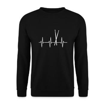 Drumsticks Heartbeat Drums ECG - Unisex Sweatshirt - black - Front - Alina (178cm) & Michal (187cm)