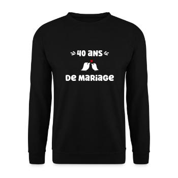 40 ans de mariage - Sweat-shirt Unisexe - noir - Devant - Alina (178cm) & Michal (187cm)
