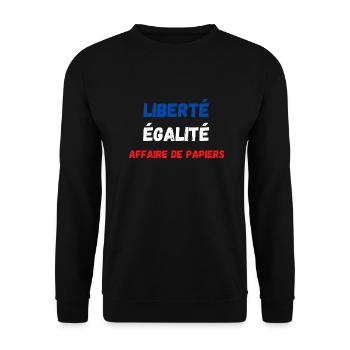 Liberté égalité affaire de papiers - Sweat-shirt Unisexe - noir - Devant - Alina (178cm) & Michal (187cm)