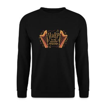 Harfe Musik Instrument Harfenspieler Harfenlehrer - Unisex Pullover - Schwarz - Vorne - Alina (178cm) & Michal (187cm)