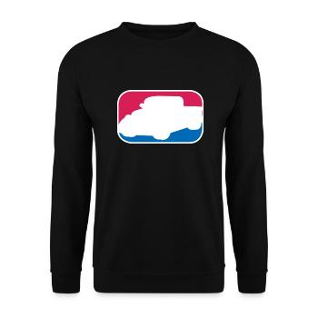 Hotrod Hot Rod V8 Tuning Auto lustiges Geschenk - Unisex Pullover - Schwarz - Vorne - Alina (178cm) & Michal (187cm)