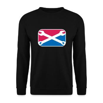 Mechaniker Garage Schrauber lustiges Logo Geschenk - Unisex Pullover - Schwarz - Vorne - Alina (178cm) & Michal (187cm)
