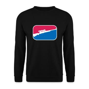 Jäger Gewehr Büchse Jagd cooles lustiges Geschenk - Unisex Pullover - Schwarz - Vorne - Alina (178cm) & Michal (187cm)