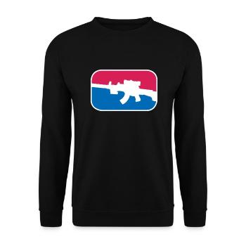 AK47 Gewehr Spezialeinheit Soldaten Geschenk - Unisex Pullover - Schwarz - Vorne - Alina (178cm) & Michal (187cm)