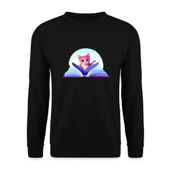 Cat Books Cat Reading Book Kitten Domestic Cat - Unisex Sweatshirt - black - Front - Alina (178cm) & Michal (187cm)