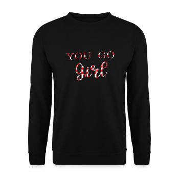yu go girl power frauen mädchen feminismus zitate frau - Unisex Pullover - Schwarz - Vorne - Alina (178cm) & Michal (187cm)