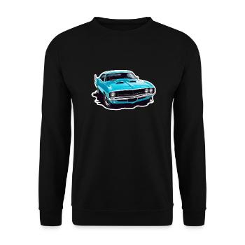 Oldtimer Sonnenuntergang - Unisex Pullover - Schwarz - Vorne - Alina (178cm) & Michal (187cm)