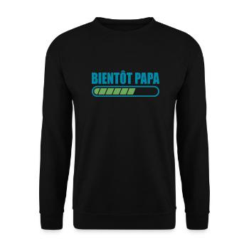 bientôt papa cadeau annonce drôle promu futur papa - Sweat-shirt Unisexe - noir - Devant - Alina (178cm) & Michal (187cm)