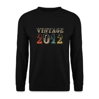 Vintage 2012- 12 nd birthday - 12 years old - Unisex Sweatshirt - black - Front - Alina (178cm) & Michal (187cm)