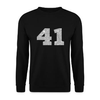 Numéro 41 paillettes argenté - 41e anniversaire - Sweat-shirt Unisexe - noir - Devant - Alina (178cm) & Michal (187cm)
