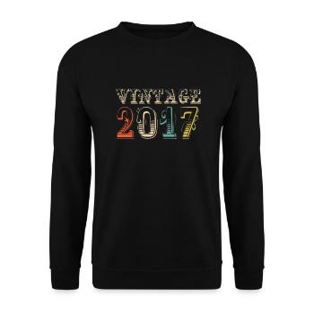 Vintage 2017- 7th birthday - 7 years old - Unisex Sweatshirt - black - Front - Alina (178cm) & Michal (187cm)