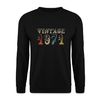 Vintage 1971- 53 rd birthday - 53 ans - Sweat-shirt Unisexe - noir - Devant - Alina (178cm) & Michal (187cm)