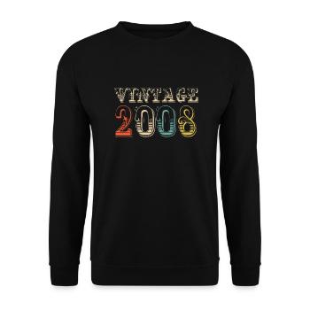 Vintage 2008- 16th birthday - 16 years old - Unisex Sweatshirt - black - Front - Alina (178cm) & Michal (187cm)