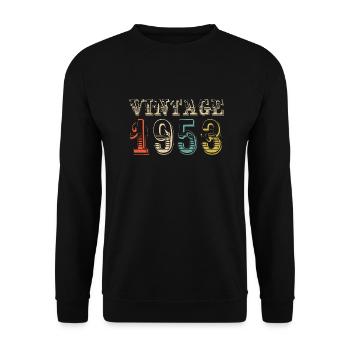 Jahrgang 1953 - 71. Geburtstag - 71 Jahre alt - Unisex Pullover - Schwarz - Vorne - Alina (178cm) & Michal (187cm)