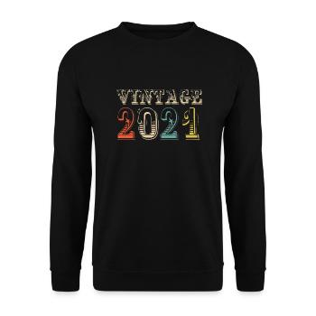 Vintage 2021 - 3 rd birthday - 3 years old - Unisex Sweatshirt - black - Front - Alina (178cm) & Michal (187cm)