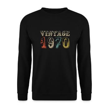 Vintage 1970- 54 th birthday - 54 ans - Sweat-shirt Unisexe - noir - Devant - Alina (178cm) & Michal (187cm)