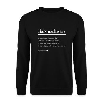 Rabenschwarz - weiße Schrift - Unisex Pullover - Schwarz - Vorne - Alina (178cm) & Michal (187cm)