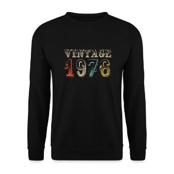 Vintage 1976- 48 th birthday - 48 ans - Sweat-shirt Unisexe - noir - Devant - Alina (178cm) & Michal (187cm)