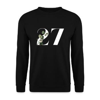 Numéro 27 floral vert -27e anniversaire floral - Sweat-shirt Unisexe - noir - Devant - Alina (178cm) & Michal (187cm)