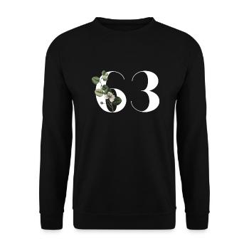 Nummer 63 Blumengrün - 63. Blumengeburtstag - Unisex Pullover - Schwarz - Vorne - Alina (178cm) & Michal (187cm)