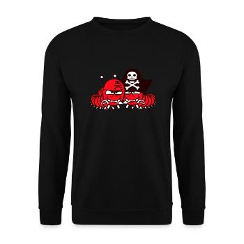 2 Böse Raupen Piraten Team Freunde Comic Cartoon - Unisex Pullover - Schwarz - Vorne - Alina (178cm) & Michal (187cm)