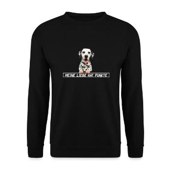 Meine Liebe hat Punkte Dalmatiner Hundeliebe - Unisex Pullover - Schwarz - Vorne - Alina (178cm) & Michal (187cm)