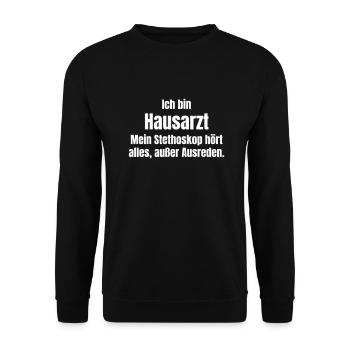 Hausarzt und Allgemeinmediziner - Unisex Pullover - Schwarz - Vorne - Alina (178cm) & Michal (187cm)