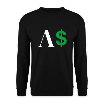 Dollar-Buchstabe - Unisex Pullover - Schwarz - Vorne - Alina (178cm) & Michal (187cm)