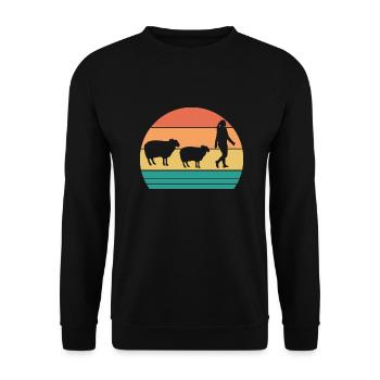 Schäfer Schaf - Unisex Pullover - Schwarz - Vorne - Alina (178cm) & Michal (187cm)