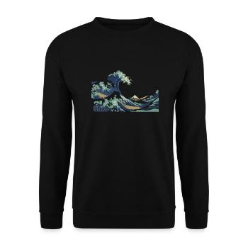 Japan Hokusai Große Welle - Unisex Pullover - Schwarz - Vorne - Alina (178cm) & Michal (187cm)