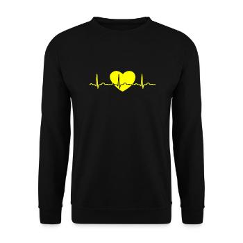 ECG HEART LINE yellow - Unisex Sweatshirt - black - Front - Alina (178cm) & Michal (187cm)