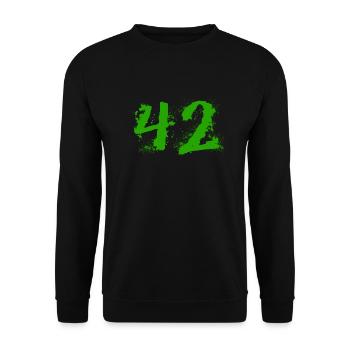 Die Antwort auf alles: 42 - Unisex Pullover - Schwarz - Vorne - Alina (178cm) & Michal (187cm)