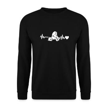 Pitbull Dog Heartbeat Shirt - Unisex Sweatshirt - black - Front - Alina (178cm) & Michal (187cm)