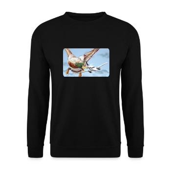 Duck Attack (Version 2 without speech bubble) - Unisex Sweatshirt - black - Front - Alina (178cm) & Michal (187cm)