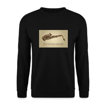 ceci nest pas une pipe - Saxophone and music lover - Unisex Pullover - Schwarz - Vorne - Alina (178cm) & Michal (187cm)