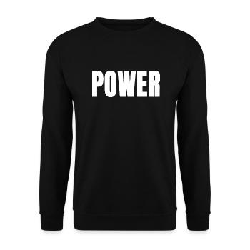 POWER blanc slogan Force Courage Épreuve Survivant - Sweat-shirt Unisexe - noir - Devant - Alina (178cm) & Michal (187cm)