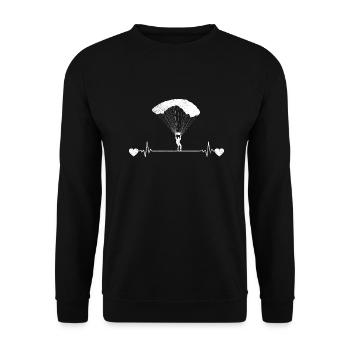 Paragleiter EKG Gleitschirm Herzschlag Paragliding - Unisex Pullover - Schwarz - Vorne - Alina (178cm) & Michal (187cm)
