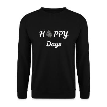 "Hoppy Days" Word Art Beer Design - Unisex Sweatshirt - black - Front - Alina (178cm) & Michal (187cm)