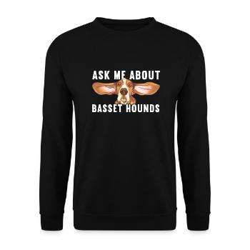 Basset Hound Geschenk - Unisex Pullover - Schwarz - Vorne - Alina (178cm) & Michal (187cm)