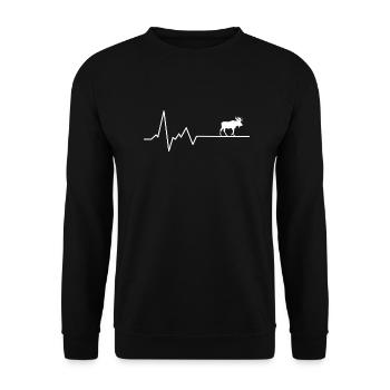 Hirsch Herzschlag Elch Wald - Unisex Pullover - Schwarz - Vorne - Alina (178cm) & Michal (187cm)