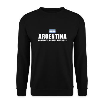 No Helmets No Pads Just Balls Argentina Rugby - Unisex Pullover - Schwarz - Vorne - Alina (178cm) & Michal (187cm)