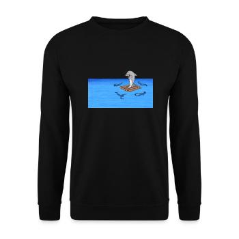 Hai auf Floß - Unisex Pullover - Schwarz - Vorne - Alina (178cm) & Michal (187cm)