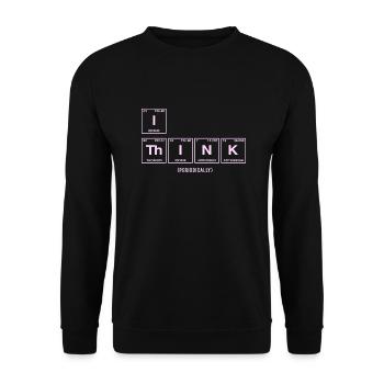 I THINK (periodically) - Lustiger Spruch Forscher - Unisex Pullover - Schwarz - Vorne - Alina (178cm) & Michal (187cm)