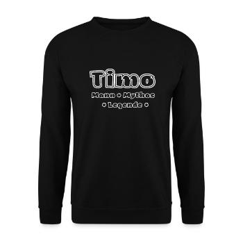 Timo - Mann, Mythos, Legende - Unisex Pullover - Schwarz - Vorne - Alina (178cm) & Michal (187cm)