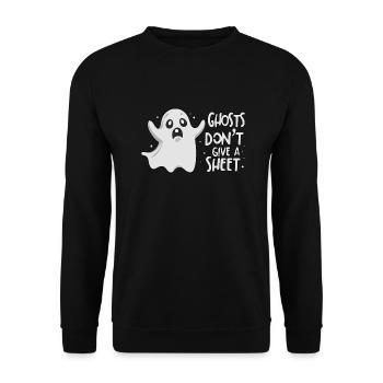 Spooky Cute Kawaii Ghost Design – Give a Sheet - Unisex Sweatshirt - black - Front - Alina (178cm) & Michal (187cm)