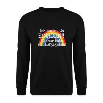 Suche Einhorn: Magische Suche keine Männer - Unisex Pullover - Schwarz - Vorne - Alina (178cm) & Michal (187cm)