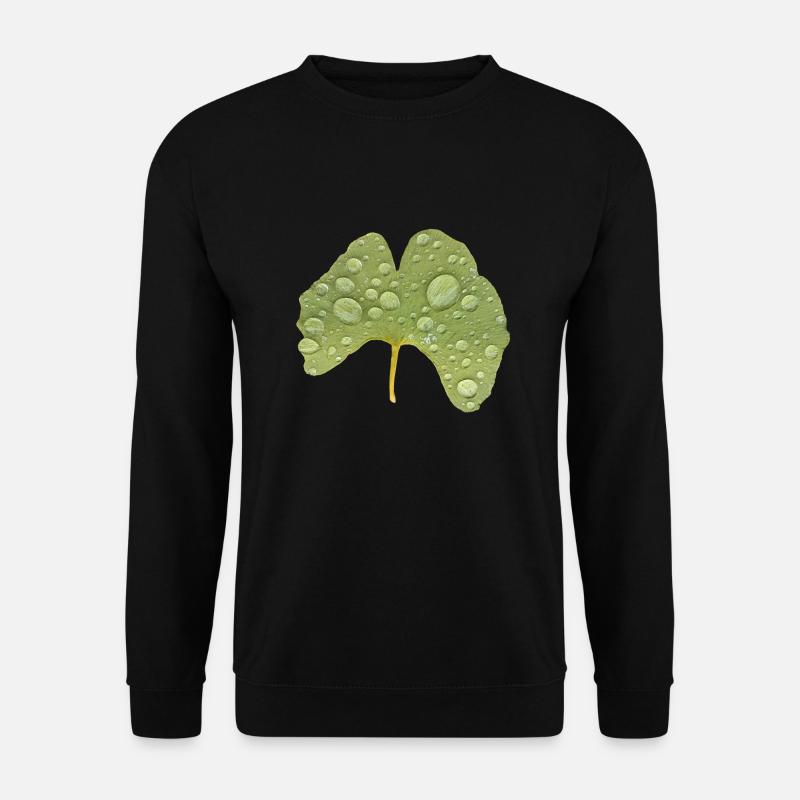 Ginkgo Blatt Wassertropfen Ginkgoblatt Foto - Unisex Pullover - Schwarz