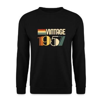Jahrgang 1957 - 1957 Jubiläumsgeschenk - Unisex Pullover - Schwarz - Vorne - Alina (178cm) & Michal (187cm)