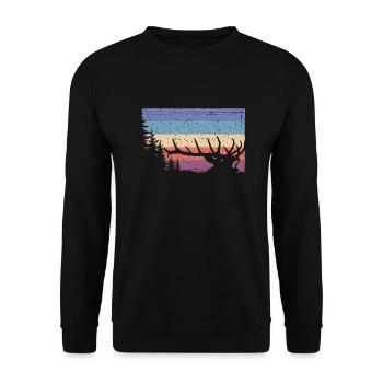 Cerf - Sweat-shirt Unisexe - noir - Devant - Alina (178cm) & Michal (187cm)
