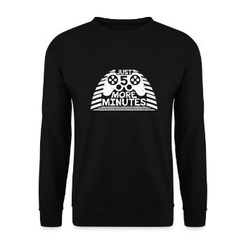 Lustiger Gamer Nur noch fünf Minuten 5 Videospiele - Unisex Pullover - Schwarz - Vorne - Alina (178cm) & Michal (187cm)